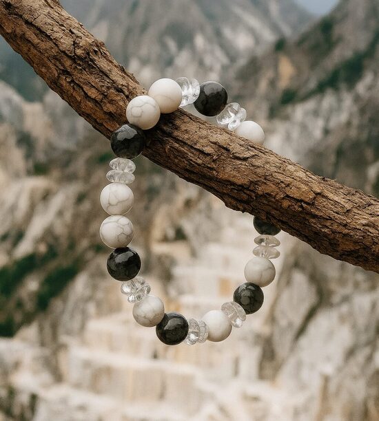 Dabīgo pērļu rokassprādze "Itālijas Marmora Kalnu Aura"